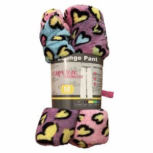 Carnival Pink Hearts Lounge Pants Pajama Bottoms Womens Size Medium NEW